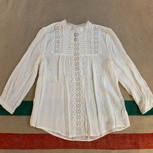 MINE White Lace High-Collar Womens Blouse